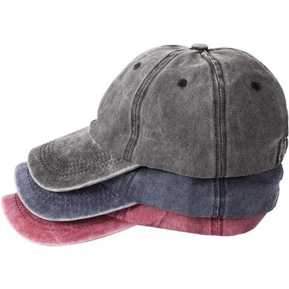 Accessories | 3 Pack Washed Plain Baseball Cap Retro  display picture 1